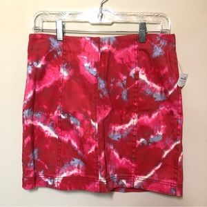 Free people modern femme flamingo flame  tie dye denim mini skirt